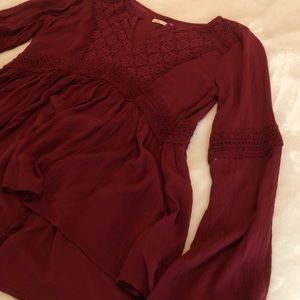 Burgundy Peasant Top